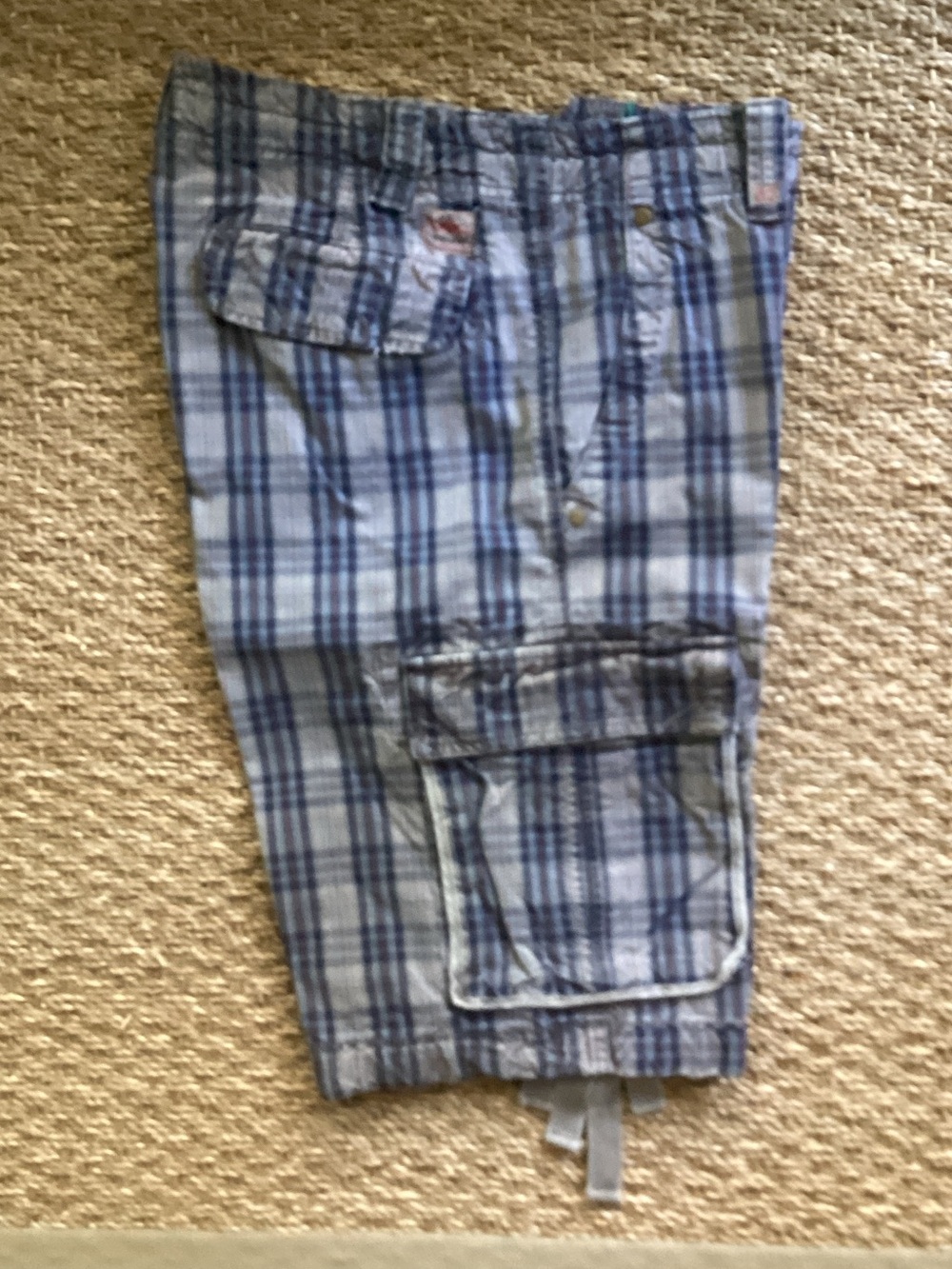 Scotch & Soda Blue Plaid Cargo Shorts